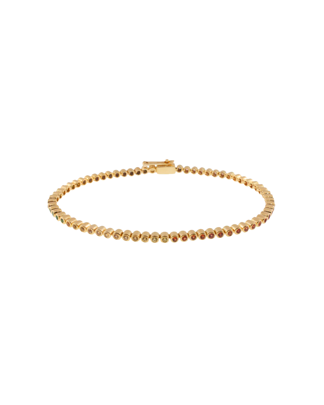 Gold Tennis Bracelet with Ombre Rainbow Sapphires