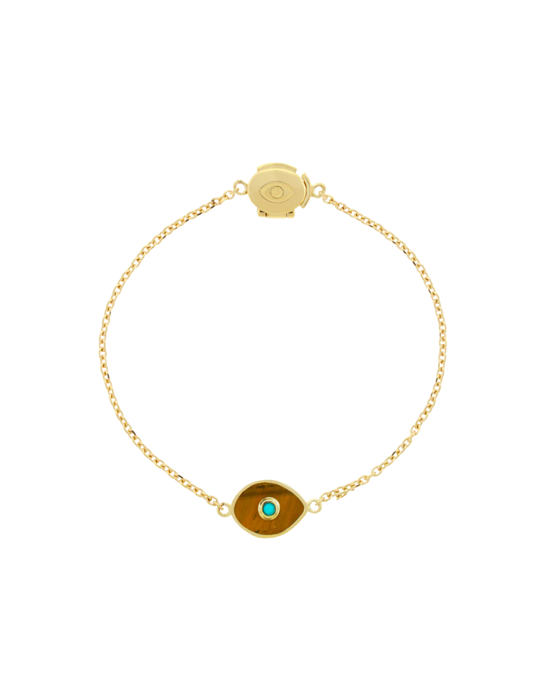 Tiger's Eye Gemstone Eye on Chain Bracelet