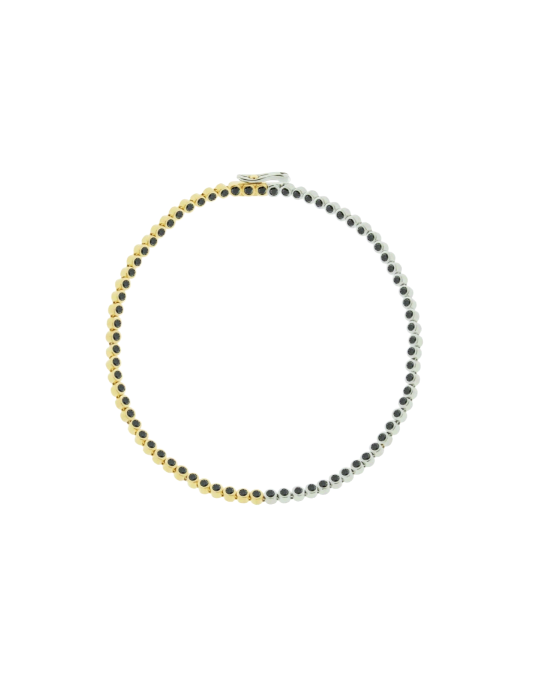Mixed Gold Tennis Bracelet with Black Diamonds