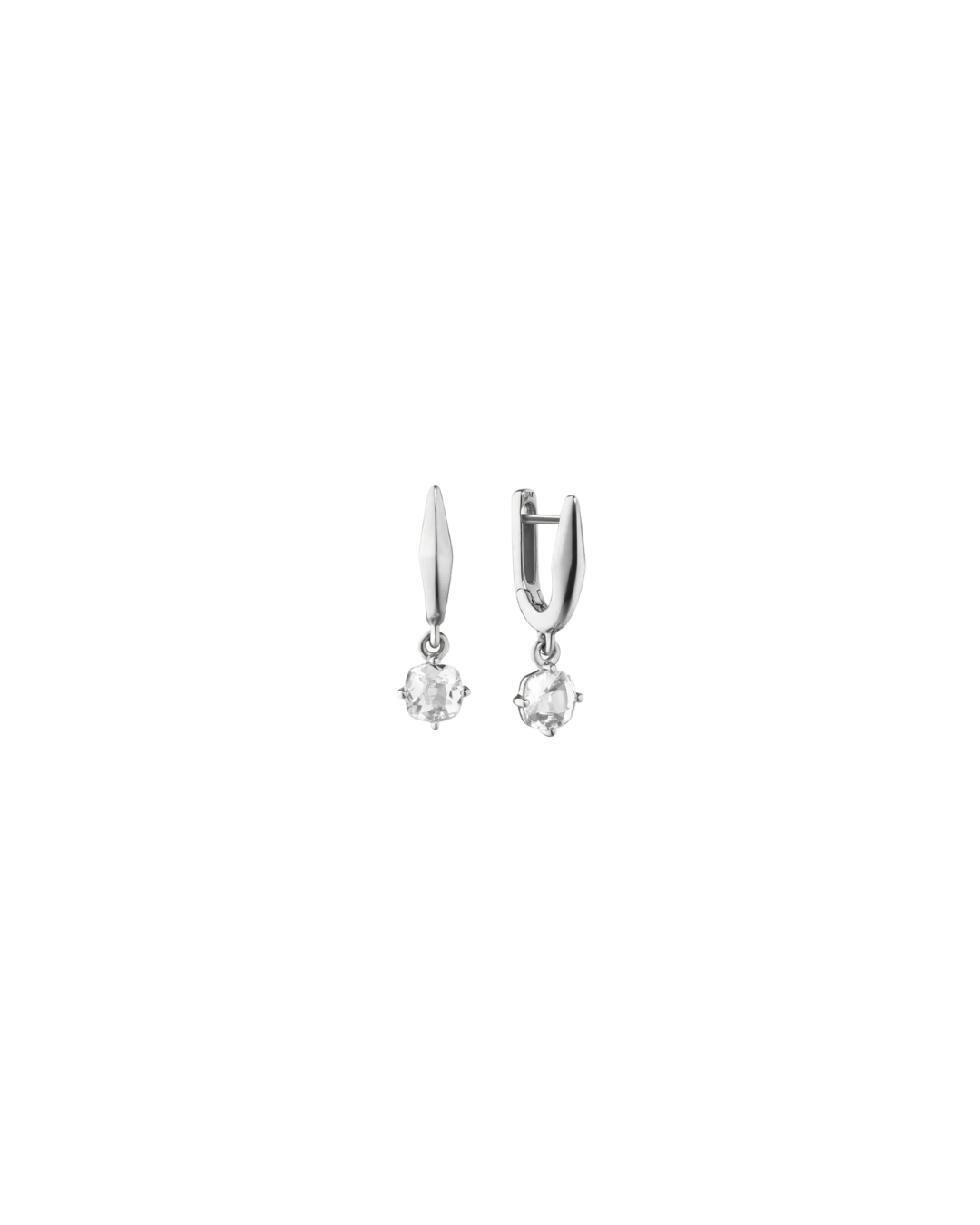 Sterling Silver "Points North" Earrings with Rock Crystal