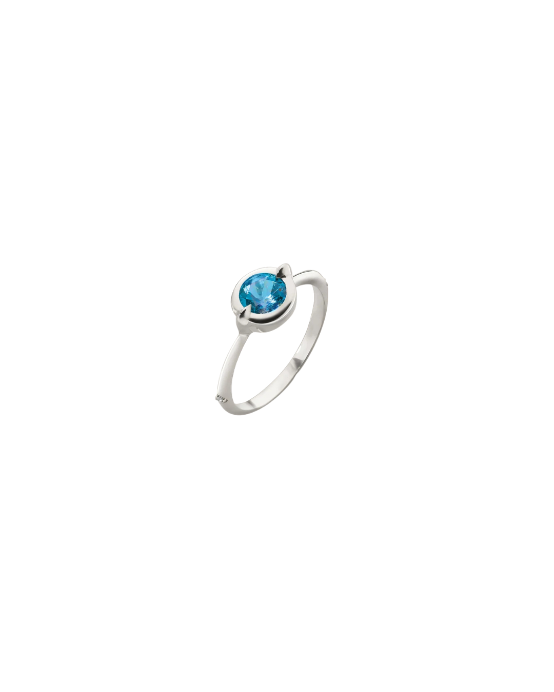 "Points North" Round London Blue Topaz Ring with White Sapphires