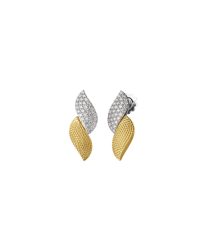 18KYWG San Marco Textured DIamond Stud Earrings