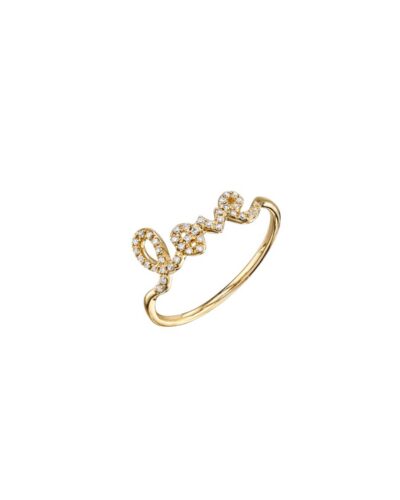 Gold & Diamond Love Ring Size 6