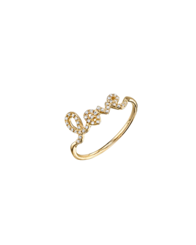 Gold & Pavé Diamond Love Ring