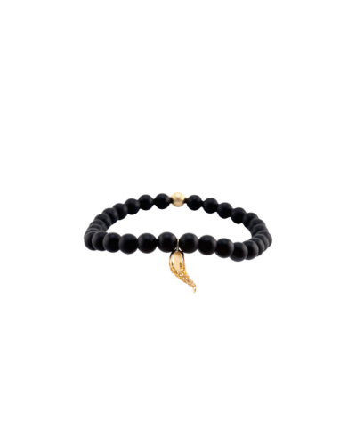 18KYG Onyx with Horn Charm Bracelet