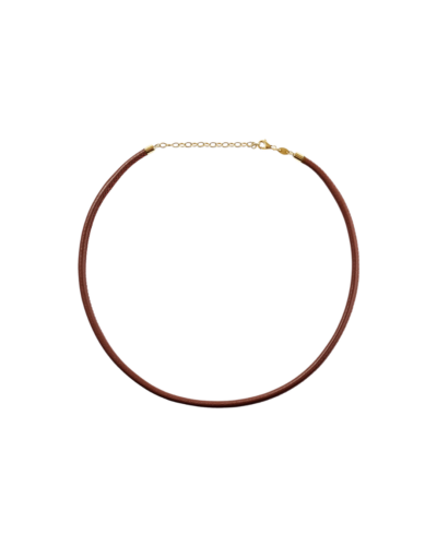 Julia Chafe 14K Yellow Gold Brown Leather Cord Necklace