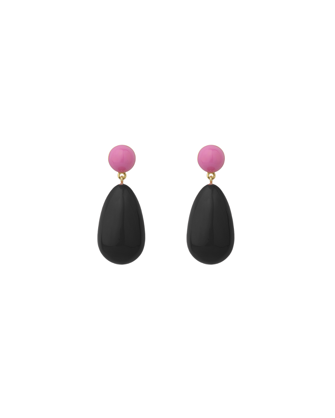 Large Blend Pink & Black Drop Earrings