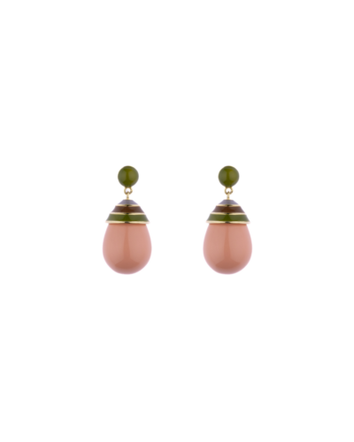 Mini Colourful Multi Stripped Pink Drop Earrings
