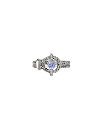 John Hardy Icon Ring Sterling Silver with Tanzanite & Diamonds 4MM