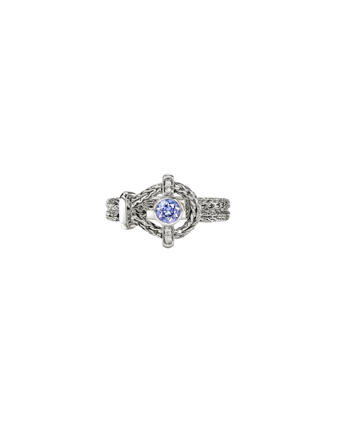 John Hardy Icon Ring Sterling Silver with Tanzanite & Diamonds 4MM