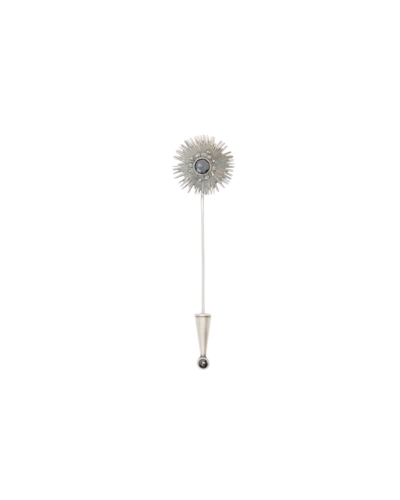 Round Rose-Cut Black Diamond Lapel Pin