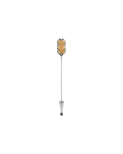 Sterling Silver & Brass Thorn Lapel Pin with Black Diamond