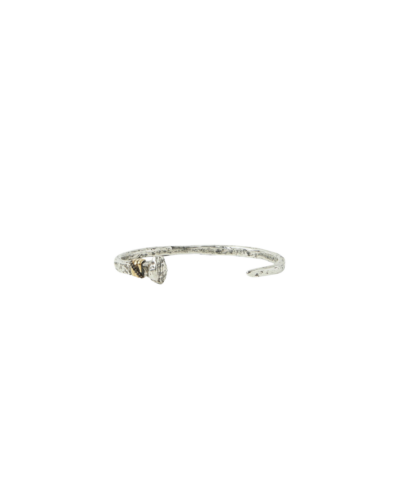 Sterling Silver & Brass Distressed Nail Wrap Cuff with Black Diamonds