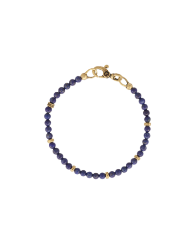 Brass Ring & Lapis Cabochon Bead Bracelet