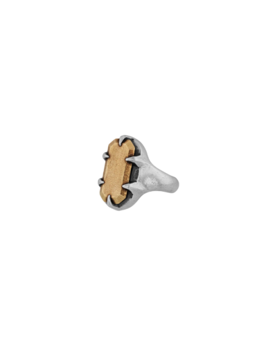 Sterling Silver & Brass Thorn-Shaped Square Ring