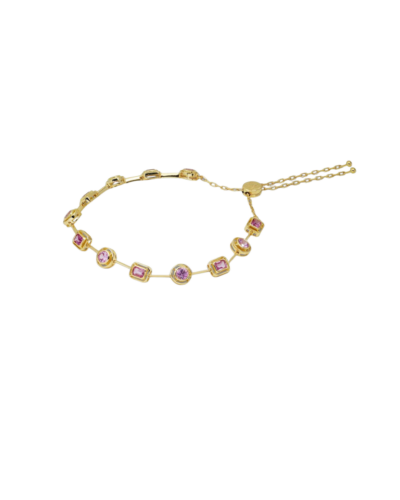 18YKG Mingle Pink Sapphire & Emerald Round Tennis Bolo Bracelet
