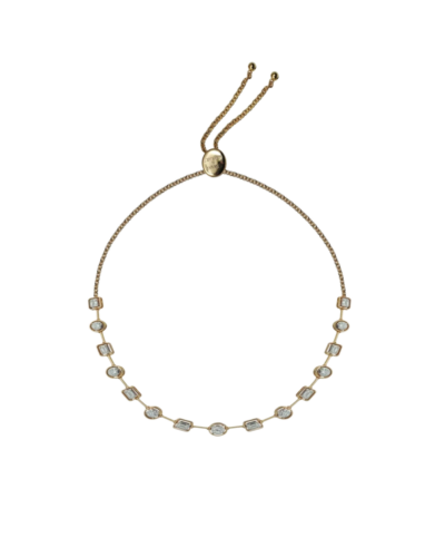 18YKG Mingle Emerald & Round Diamond Tennis Bolo Necklace