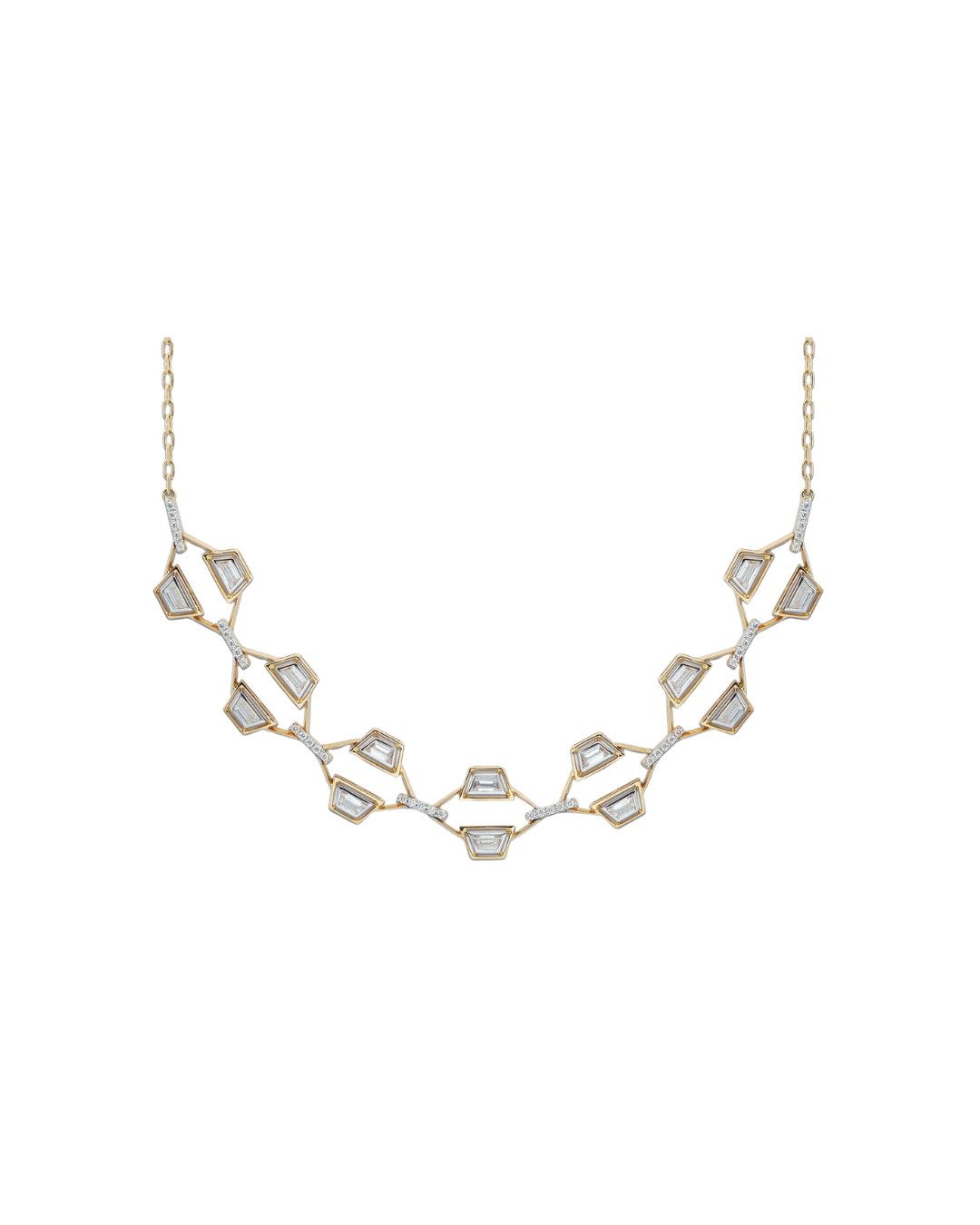 18YKG Mingle Trapeze 7 Diamond Duo Necklace