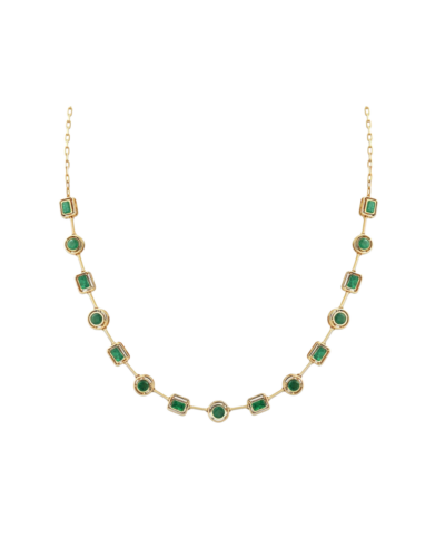 18YKG Mingle Emerald & Emerald Round Tennis Bolo Necklace