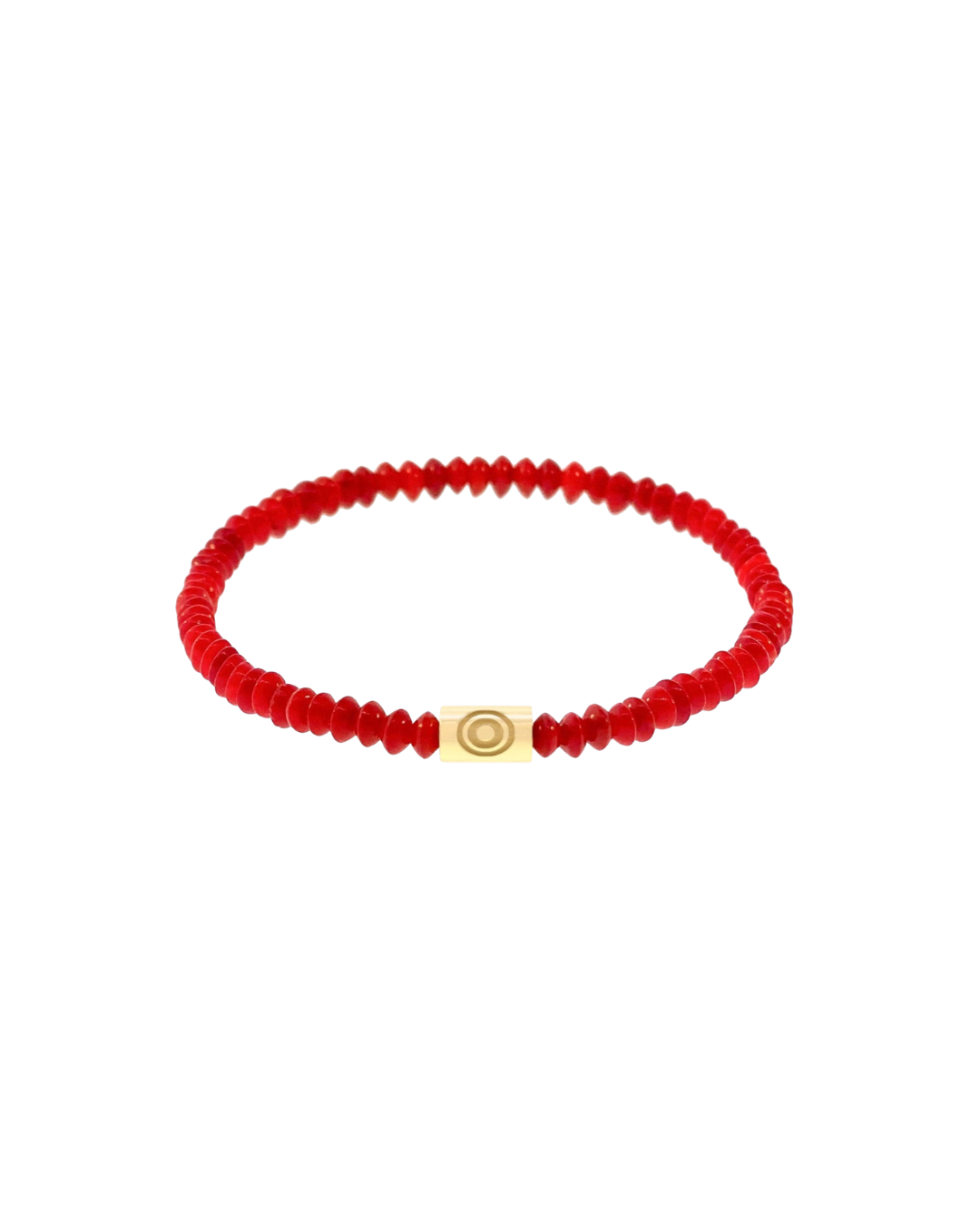Evil Eye Short Tube on Coral Beaded Bracelet