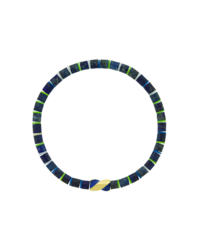 14K Yellow Gold Enameled Drill Bit Navy & Lapis Bracelet