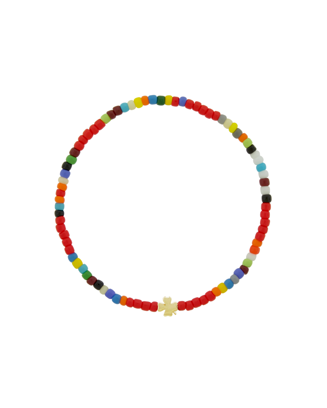 14K Yellow Gold Clover Glass Bead Bracelet