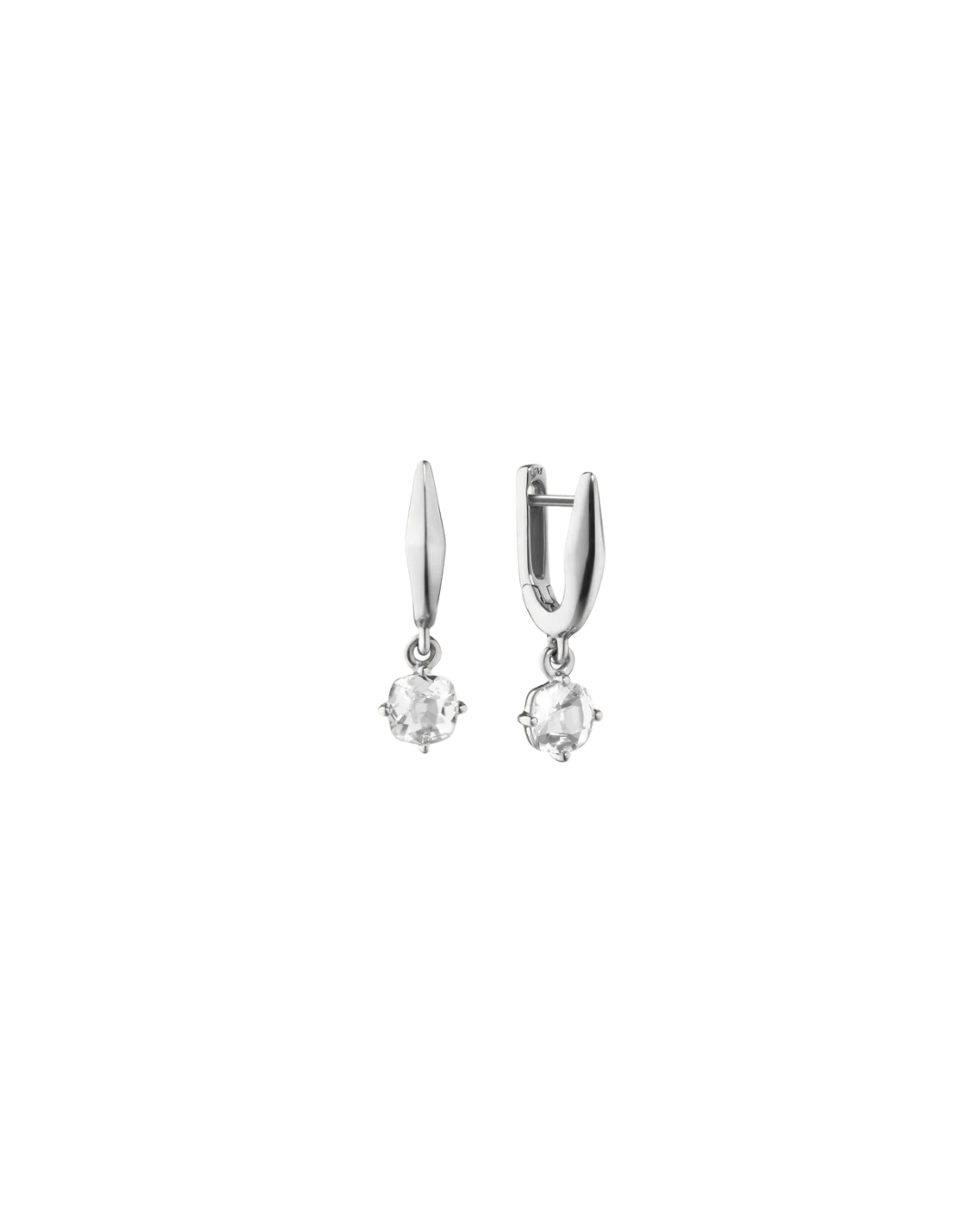 Sterling Silver "Points North" Earrings with Rock Crystal