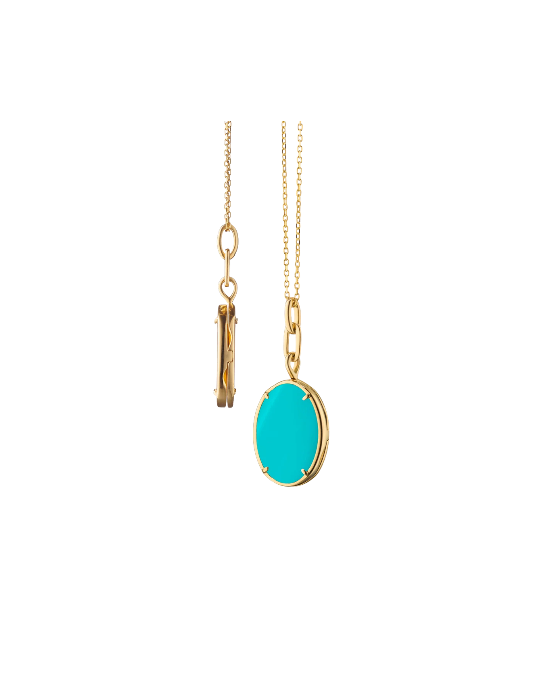 Monica Rich Kosann “Elle” Turquoise Stone Slim Locket Necklace