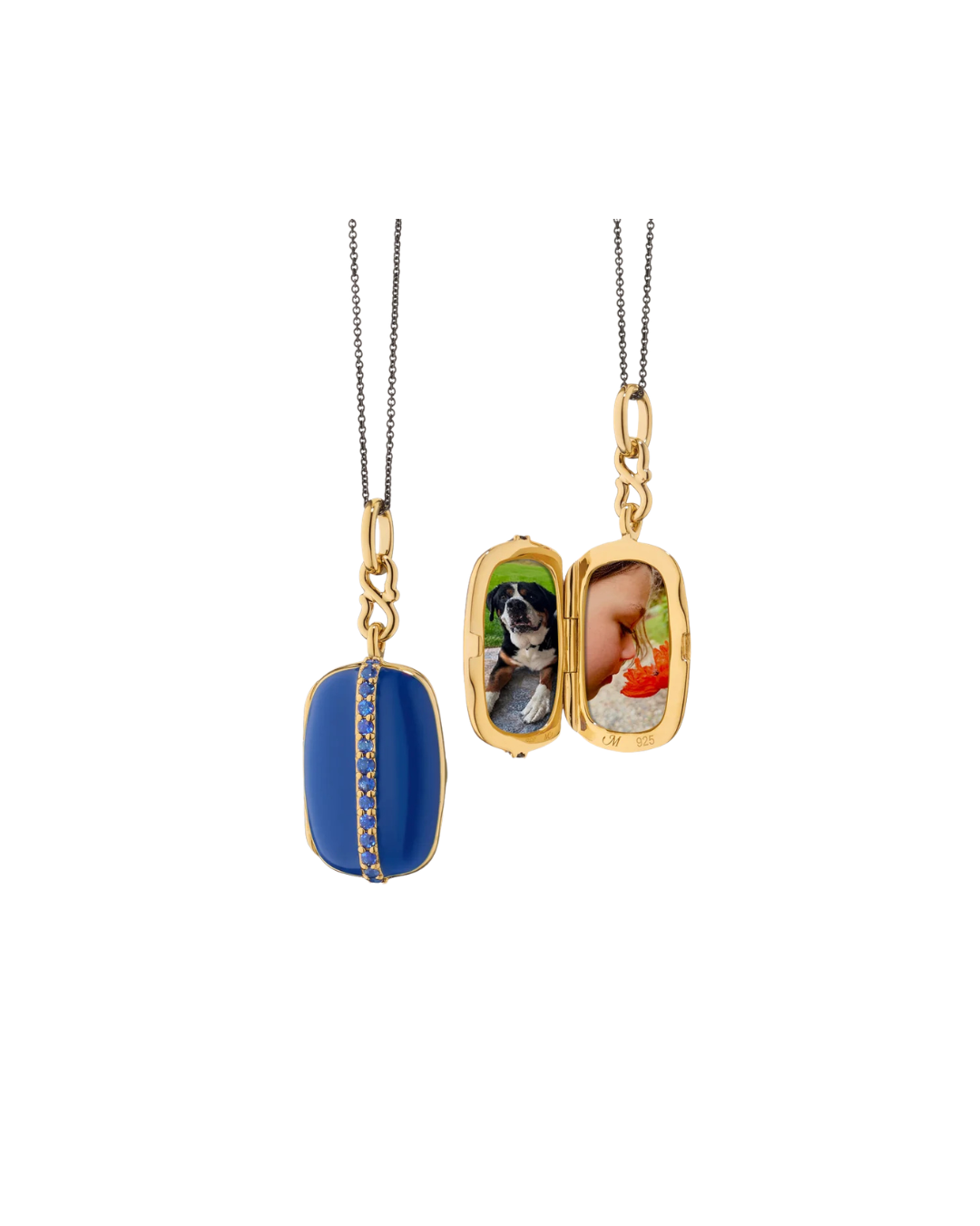 Monica Rich Kosann Blue Enamel Vermeil Cushion Locket