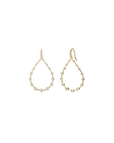 Large Hexagon Diamond Drop Earrings, 18KYG
