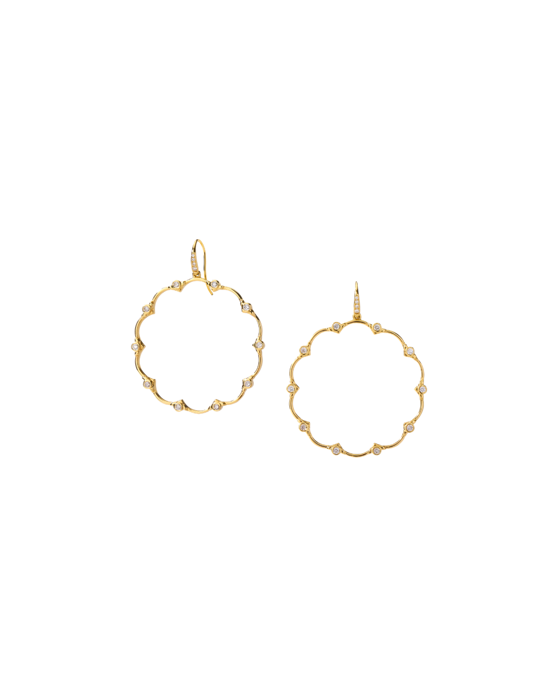 Flower Hoop Diamond Drop Earrings, 18KYG