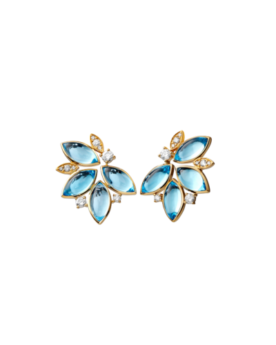 Blue Topaz & Diamond Earrings, 18KYG