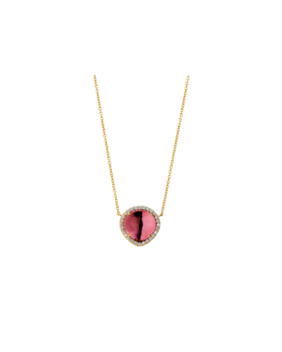 Ruby & Diamond Heart Cabochon Necklace, 18KYG