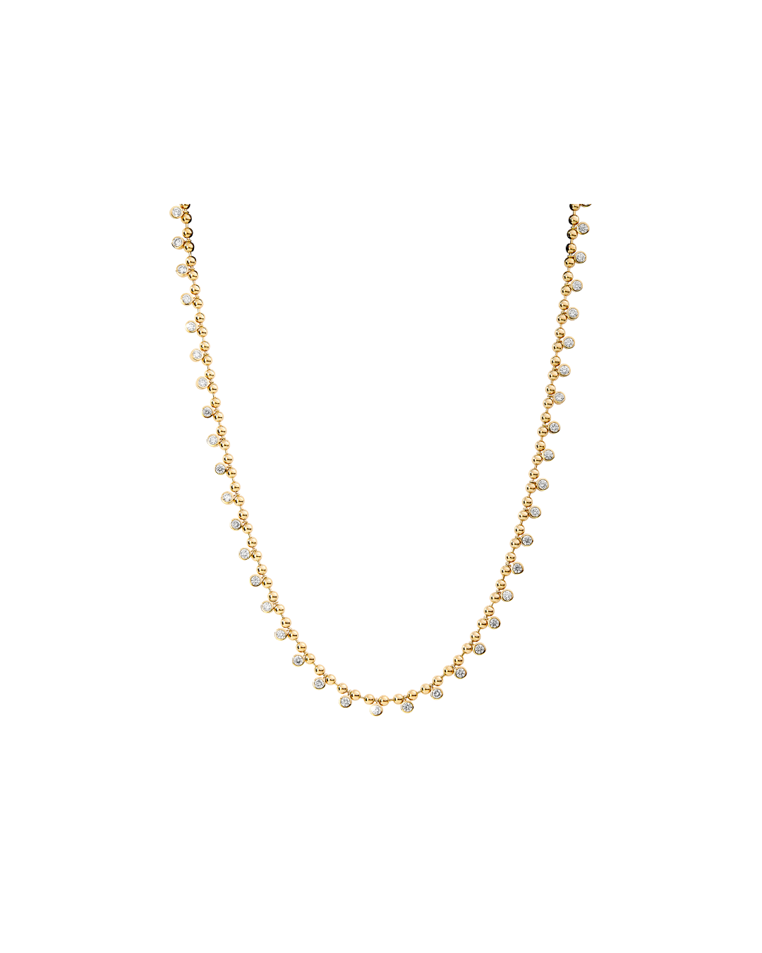 Dangling Diamond Ball Chain Necklace, 18KYG, 18""
