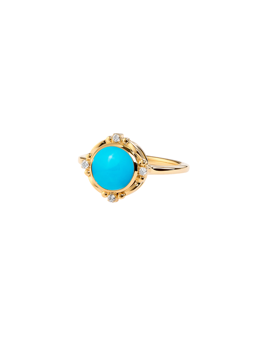 Syna's18KYG  Axia Mini Ring with Turquoise and Diamonds