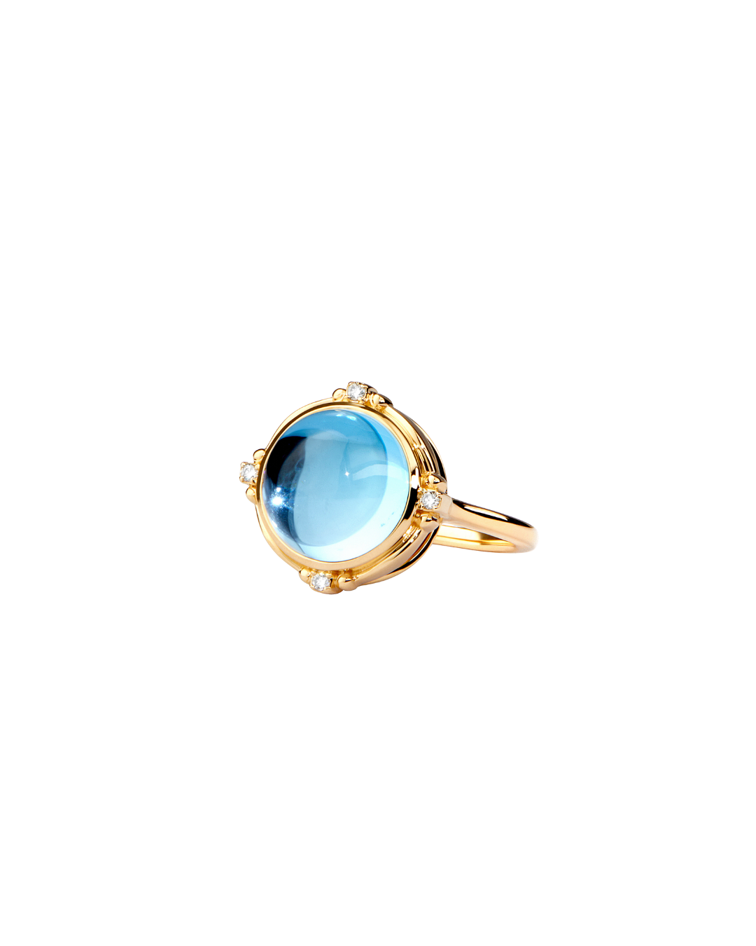 Syna's 18KYG Axia Ring with Blue Topaz and Diamonds