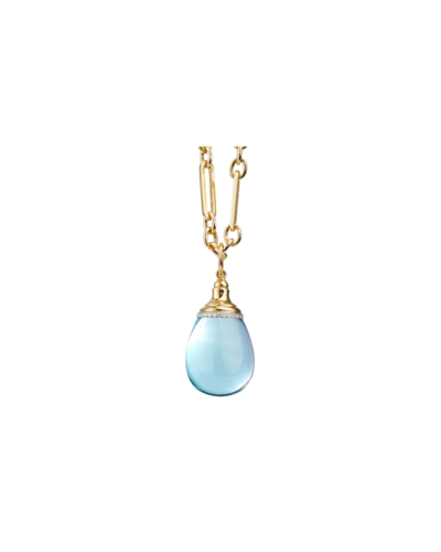 Mogul Blue Topaz & Diamond Drop Pendant