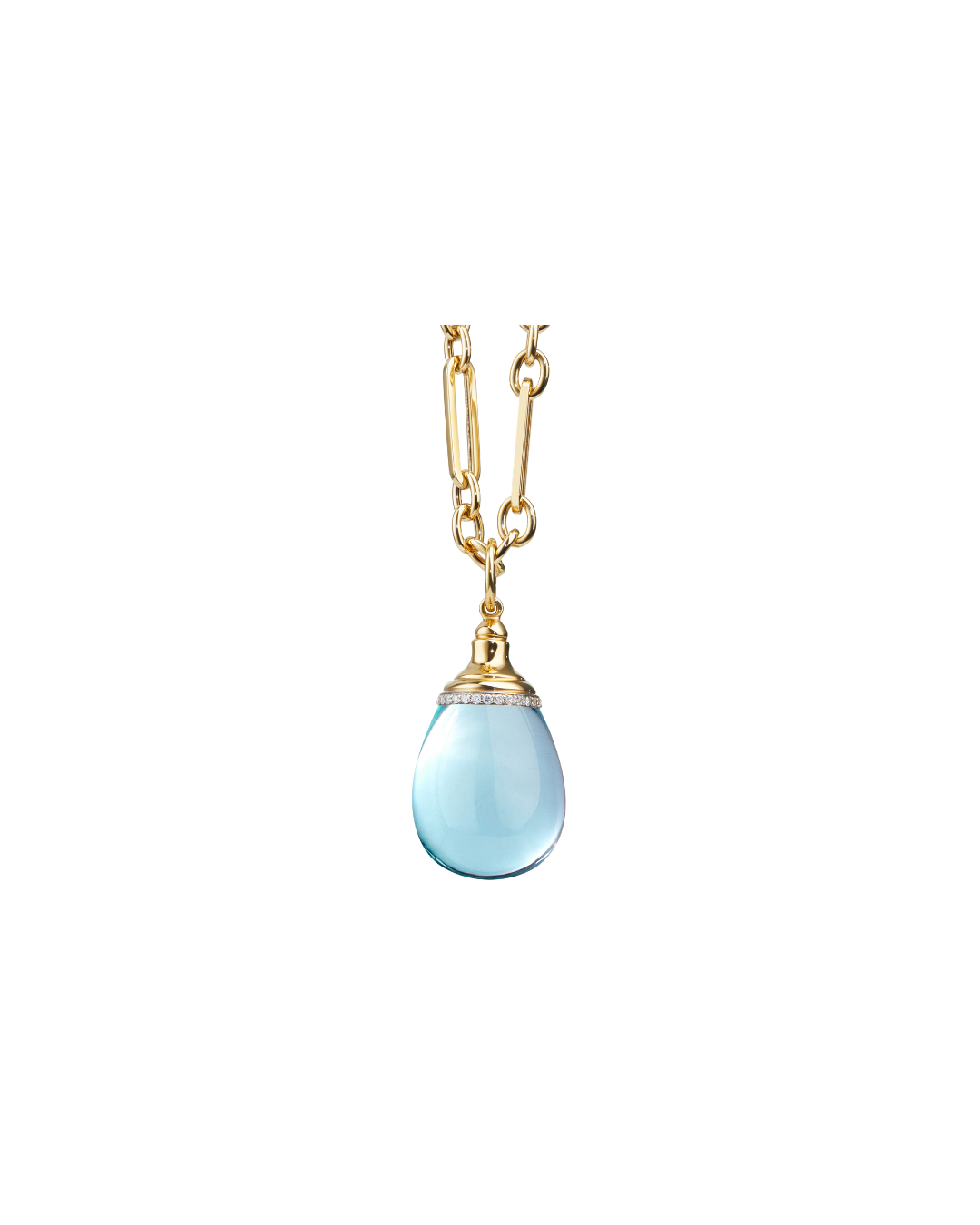 Mogul Blue Topaz & Diamond Drop Pendant