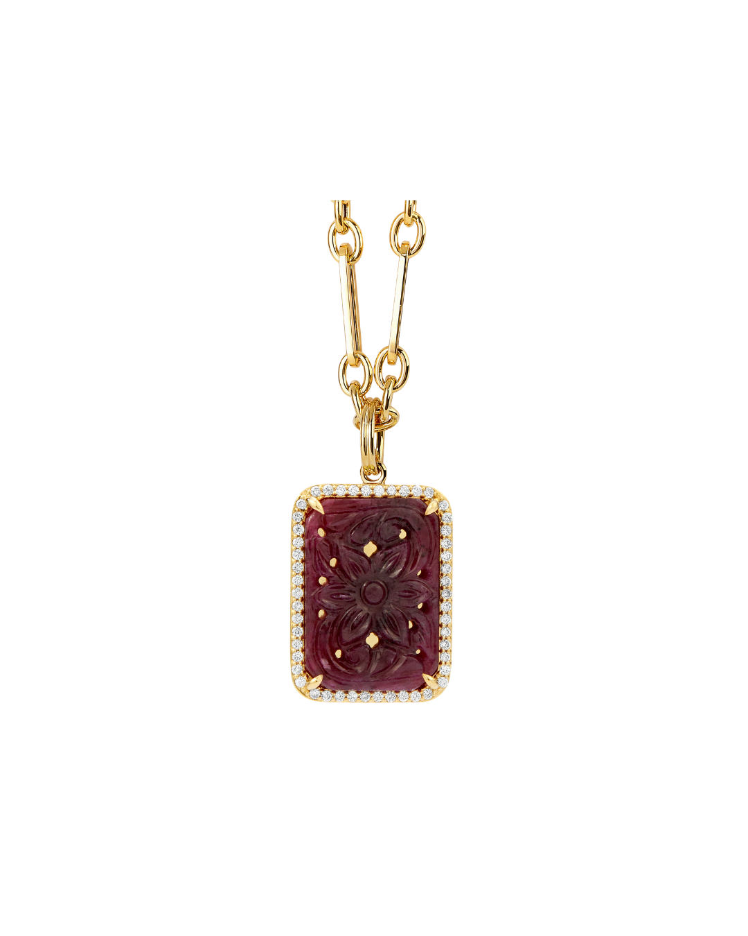 Carved Ruby & Diamond Pendant