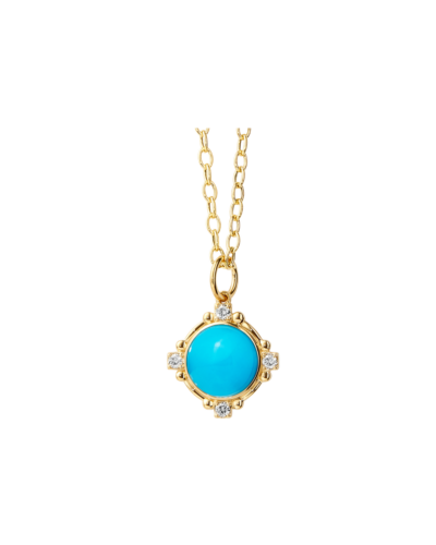 SYNA'S 18KYG Mini Axia Charm with Turquoise and Diamonds