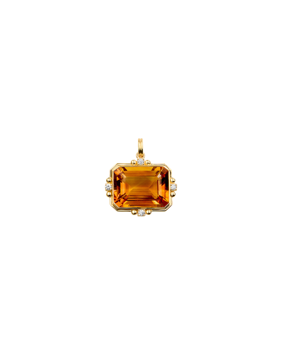 Citrine & Diamond Emerald-Cut Pendant