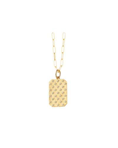18K Yellow Gold with Diamonds Starspell Dogtag Pendant