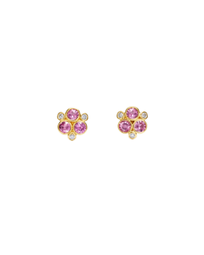 18K Pink Sapphire Trio Earrings