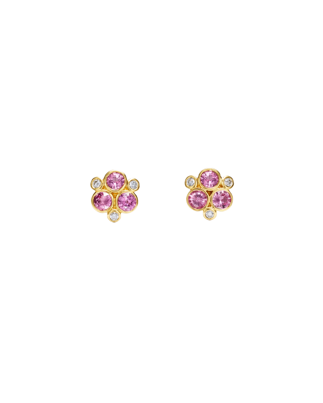 18K Pink Sapphire Trio Earrings