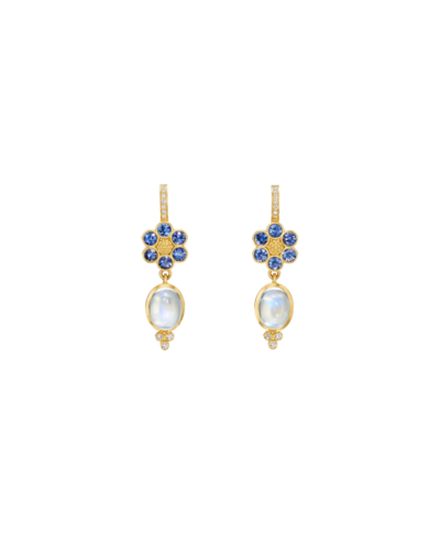 Temple St. Clair Blue Moonstone Flower Drop Earrings