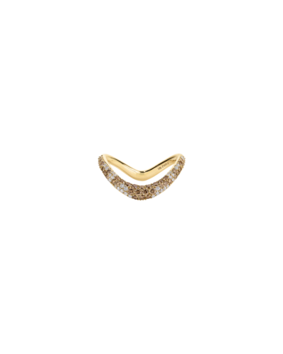 ZAHN-Zs 14KYG ZAHA Shadow Band Ring with Mix Pavé Champagne Diamonds