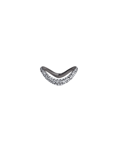 ZAHA's Blackened Platinum Shadow Band Ring with Pavé Diamonds