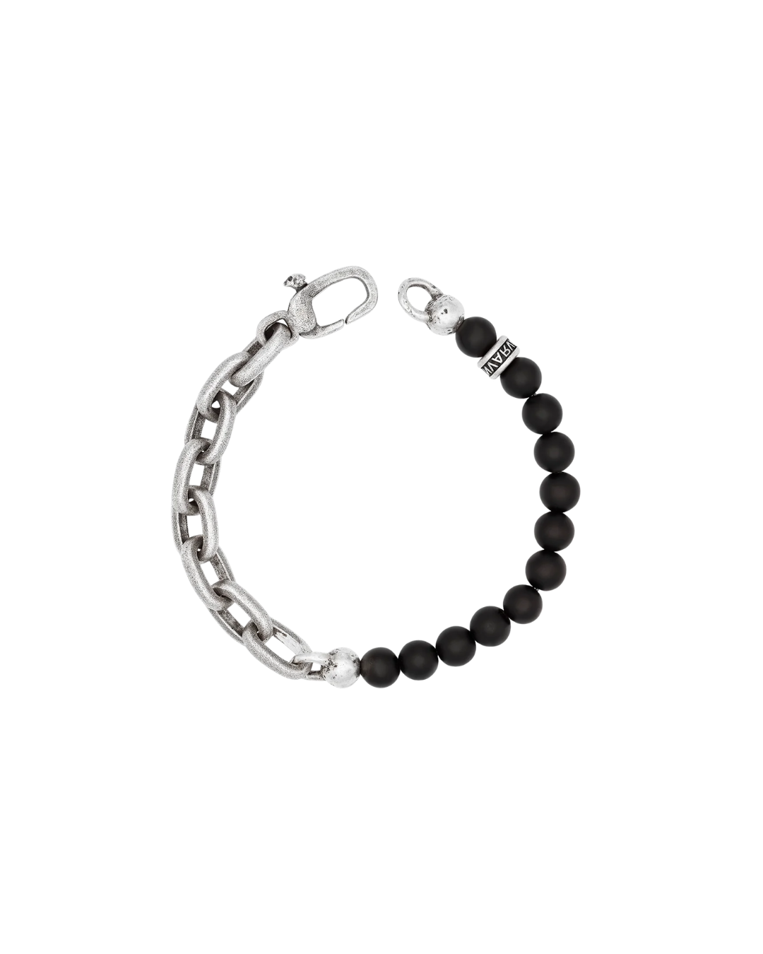 Sterling Silver & Black Onyx Bead Link Bracelet