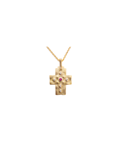 Alex Sepkus Desert Cross Pendant On A 18K Yellow Gold Ball 18" Chain