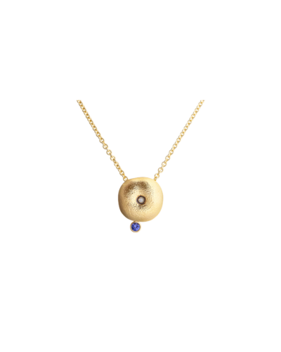 18KYG Sapphire Diamond Orchard Pendant Necklace